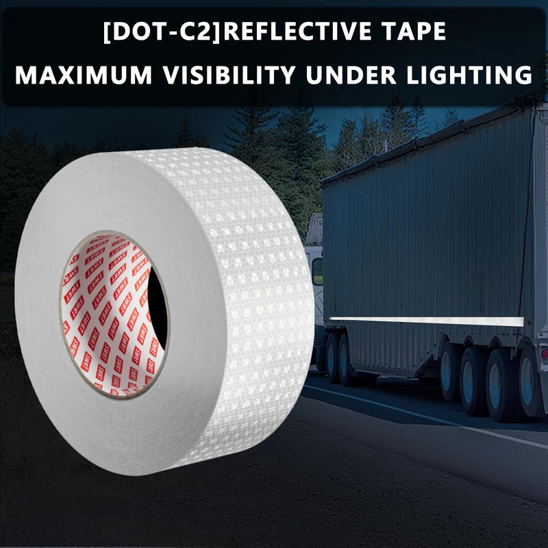 SWRT Reflective Tape 2 Inch x 160 Feet DOT-C2 Shining Star Fade Resistant White Reflective Tape Outdoor Waterproof Strong Adhesive Safety Warning Tape Reflector Conspicuity Tape for Trailer Truck Bike - Image 2